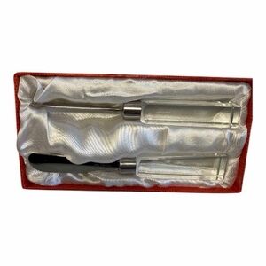 Oleg Cassini Crystal Spreader Knife Set - Red and Silver